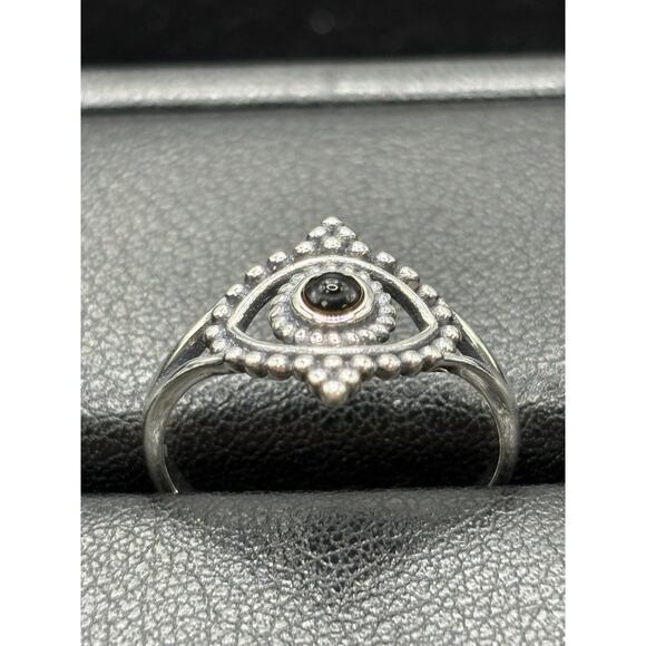 New Condition Sterling Silver Evil Eye Onyx Ring Size 7 - Picture 2 of 11